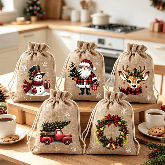 🎄 LIMITED-TIME 50% OFF! 🎁 Christmas Drawstring Gift Bags – Festive Santa & Reindeer Prints, Double Drawstring Closure & Durable Fabric – Holiday Cheer in Every Gift ✨