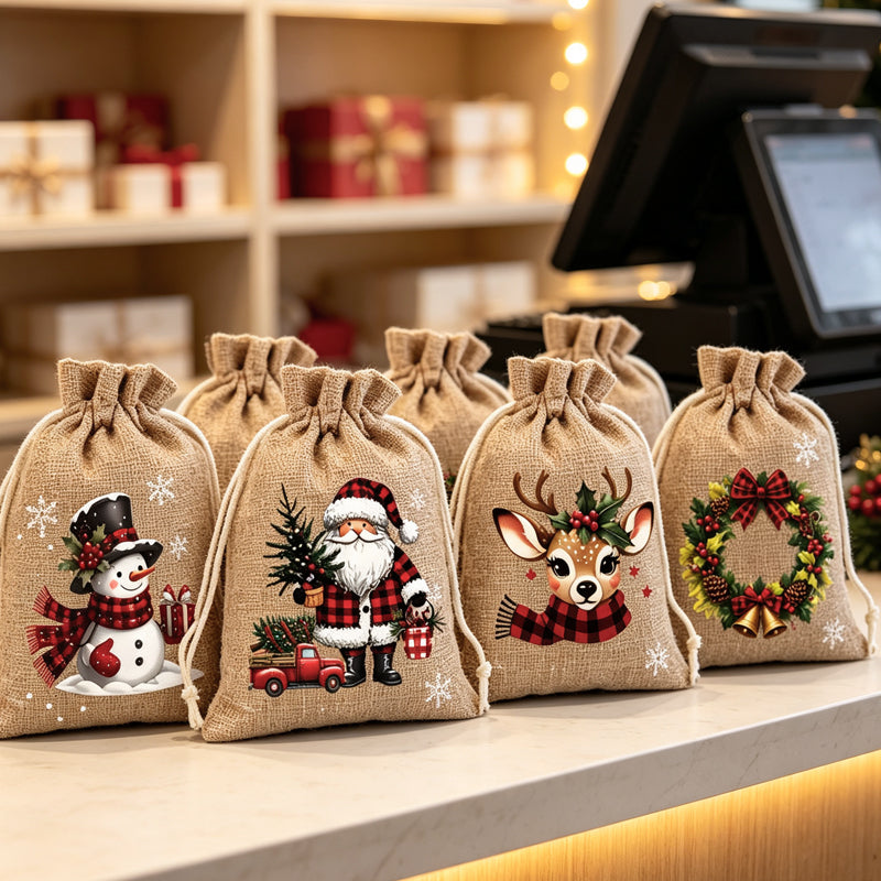 🎄 LIMITED-TIME 50% OFF! 🎁 Christmas Drawstring Gift Bags – Festive Santa & Reindeer Prints, Double Drawstring Closure & Durable Fabric – Holiday Cheer in Every Gift ✨