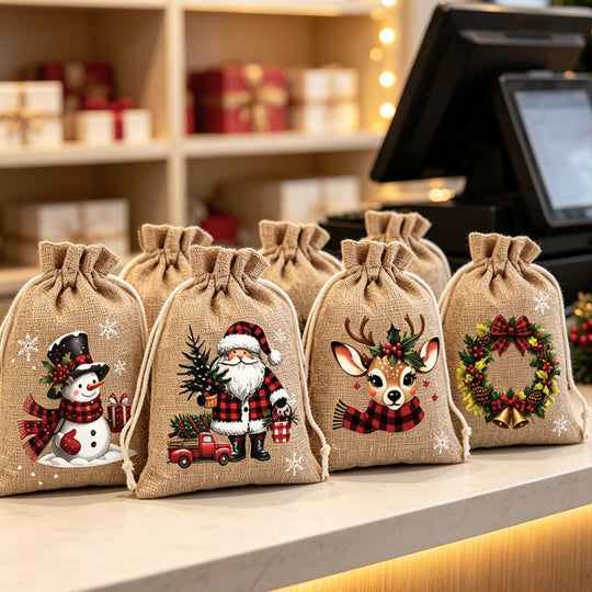 🎄 LIMITED-TIME 50% OFF! 🎁 Christmas Drawstring Gift Bags – Festive Santa & Reindeer Prints, Double Drawstring Closure & Durable Fabric – Holiday Cheer in Every Gift ✨