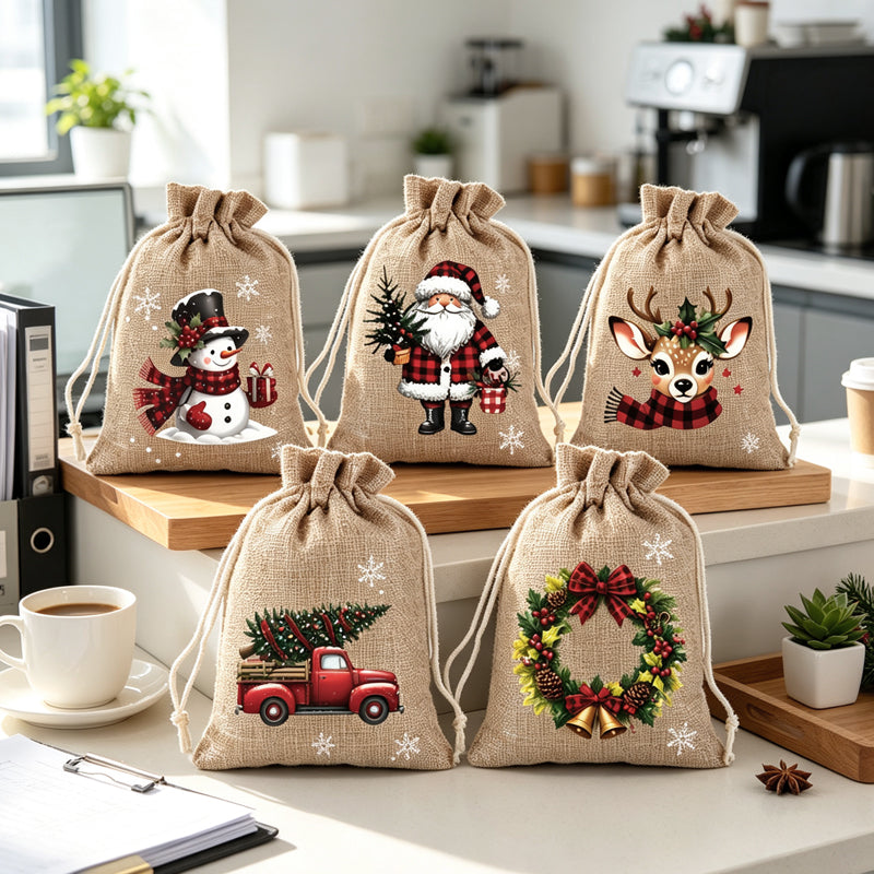 🎄 LIMITED-TIME 50% OFF! 🎁 Christmas Drawstring Gift Bags – Festive Santa & Reindeer Prints, Double Drawstring Closure & Durable Fabric – Holiday Cheer in Every Gift ✨