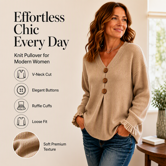 ☁️ Cozy Everyday Comfort | Women's V-Neck Knit Sweater