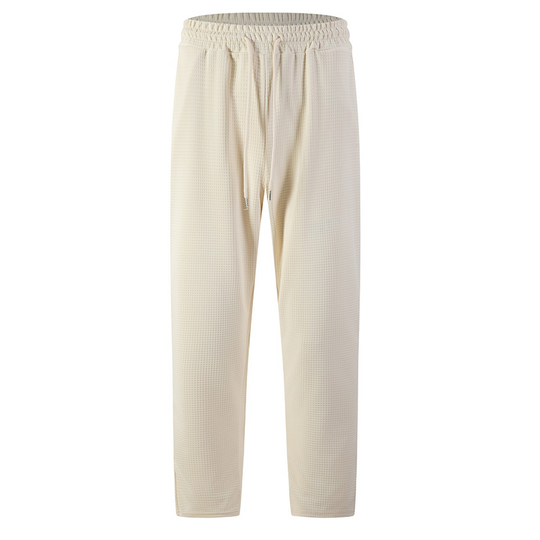 ✨ Easy Everyday Comfort | Men's Waffle-Knit Drawstring Straight-Leg Pants