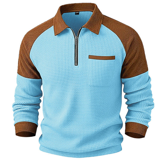 🧶 Waffle Texture, Easy Comfort | Men's Quarter-Zip Raglan Sweatshirt