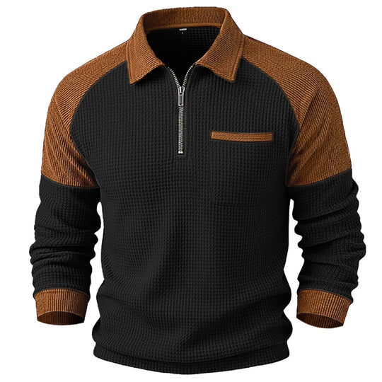 🧶 Waffle Texture, Easy Comfort | Men's Quarter-Zip Raglan Sweatshirt