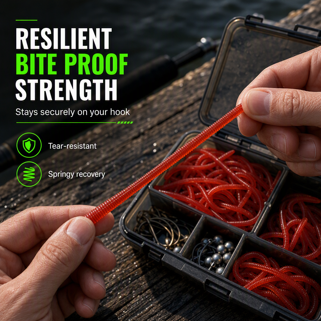 📢📢40% OFF !! ⏰Simulation Earthworm Soft Fishing Lures Shrimp Scented Artificial Worm Baits for Freshwater and Saltwater Pack of 50 or 100