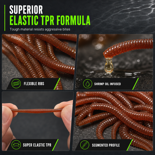 📢📢40% OFF !! ⏰Simulation Earthworm Soft Fishing Lures Shrimp Scented Artificial Worm Baits for Freshwater and Saltwater Pack of 50 or 100