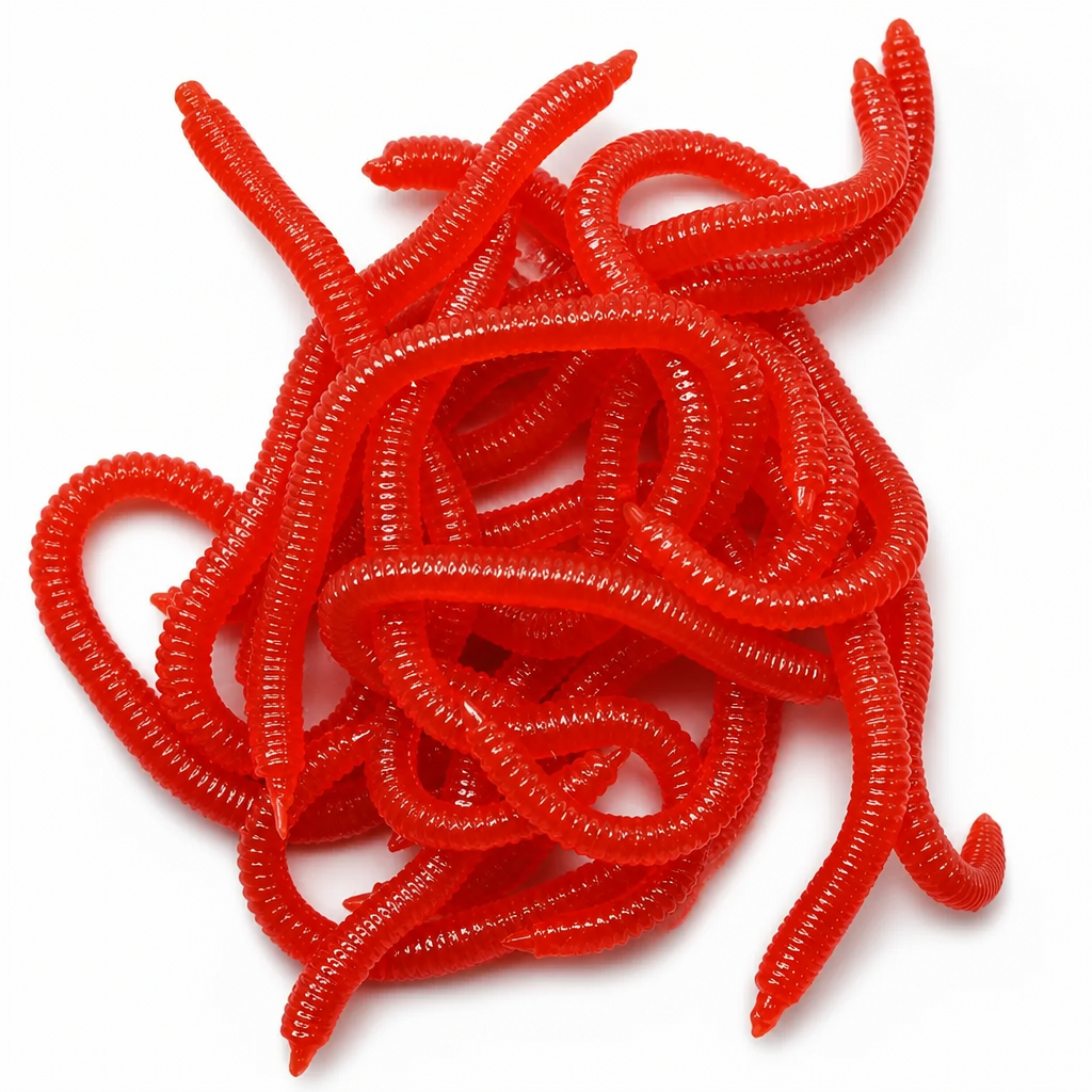 📢📢40% OFF !! ⏰Simulation Earthworm Soft Fishing Lures Shrimp Scented Artificial Worm Baits for Freshwater and Saltwater Pack of 50 or 100