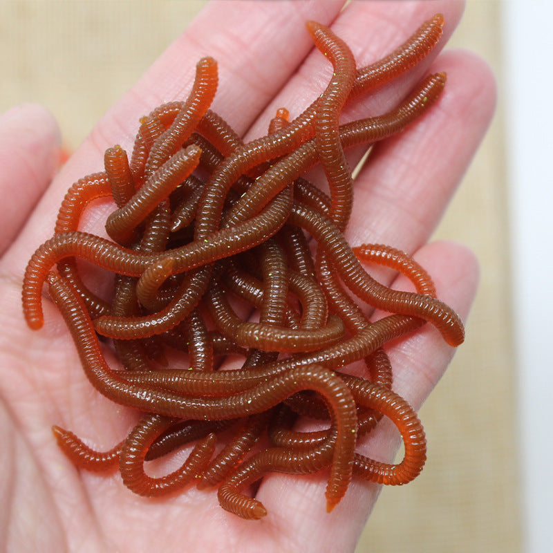📢📢40% OFF !! ⏰Simulation Earthworm Soft Fishing Lures Shrimp Scented Artificial Worm Baits for Freshwater and Saltwater Pack of 50 or 100
