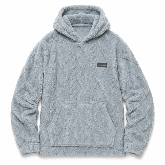 Men's Winter Fleece Lined Hoodie Jacquard Pattern Long Sleeve Pullover Sweatshirt for Casual Outdoor Wear