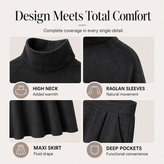 ✨ Polished Matching Style, Flattering Maxi Silhouette | Women's Turtleneck 2-Piece Set