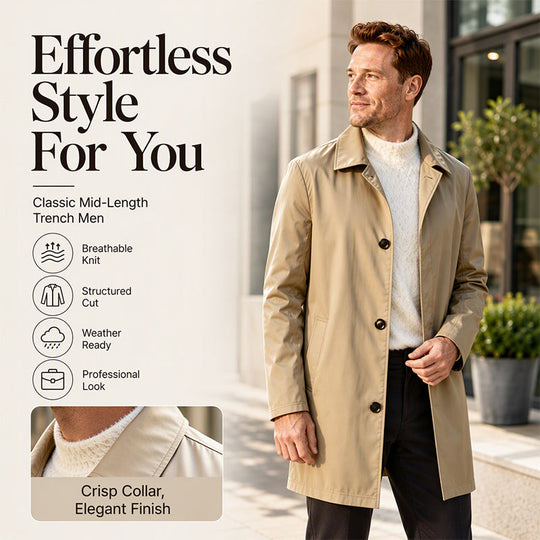 🖤 Black Friday Early Access: 50% OFF 🖤Men's Minimalist Single-Breasted Mid-Length Coat – Clean Lines, Modern Fit, Everyday Elegance
