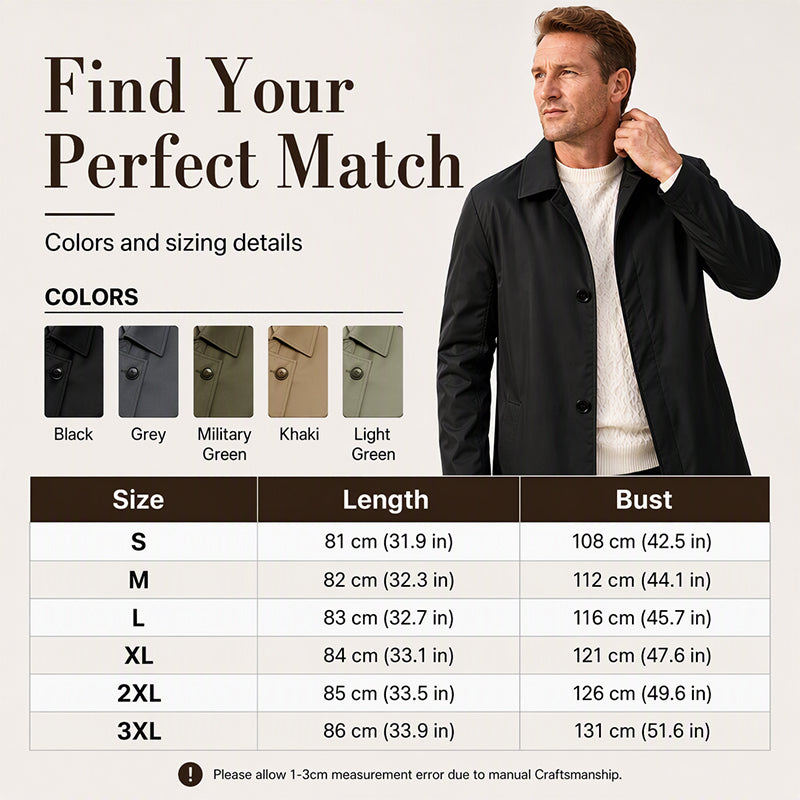 🖤 Black Friday Early Access: 50% OFF 🖤Men's Minimalist Single-Breasted Mid-Length Coat – Clean Lines, Modern Fit, Everyday Elegance