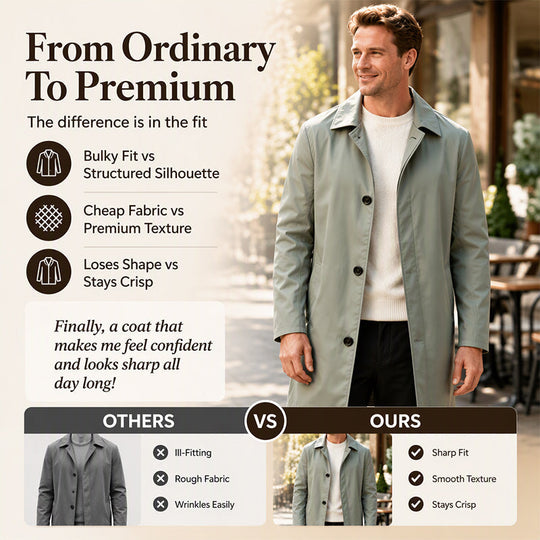 🖤 Black Friday Early Access: 50% OFF 🖤Men's Minimalist Single-Breasted Mid-Length Coat – Clean Lines, Modern Fit, Everyday Elegance