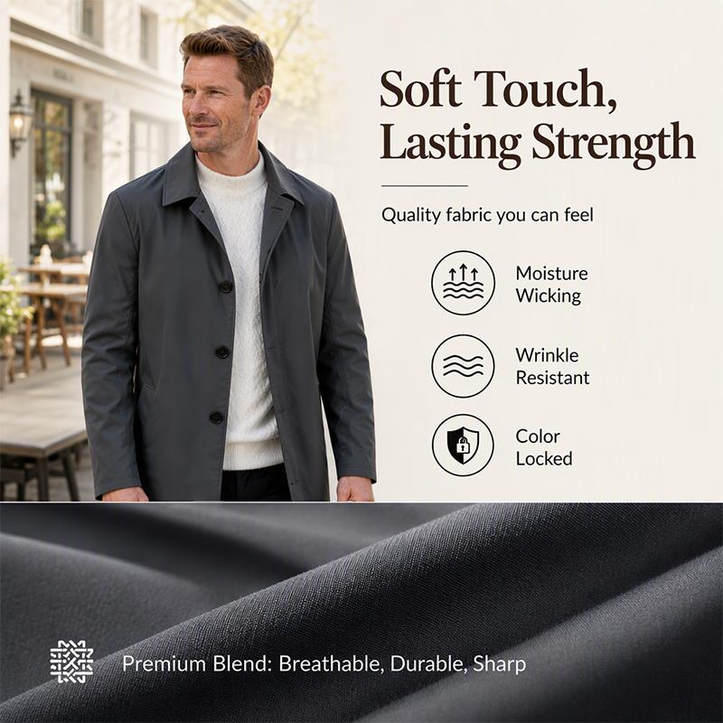 🖤 Black Friday Early Access: 50% OFF 🖤Men's Minimalist Single-Breasted Mid-Length Coat – Clean Lines, Modern Fit, Everyday Elegance