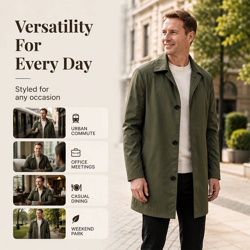 🖤 Black Friday Early Access: 50% OFF 🖤Men's Minimalist Single-Breasted Mid-Length Coat – Clean Lines, Modern Fit, Everyday Elegance