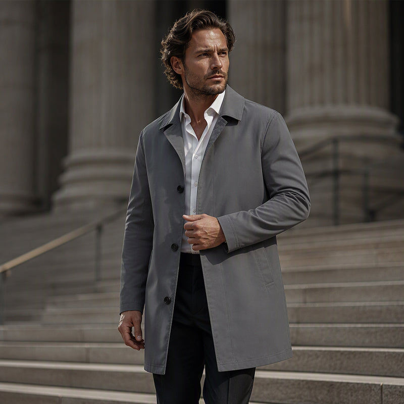 🖤 Black Friday Early Access: 50% OFF 🖤Men's Minimalist Single-Breasted Mid-Length Coat – Clean Lines, Modern Fit, Everyday Elegance