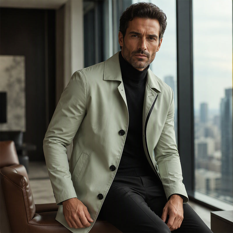 🖤 Black Friday Early Access: 50% OFF 🖤Men's Minimalist Single-Breasted Mid-Length Coat – Clean Lines, Modern Fit, Everyday Elegance