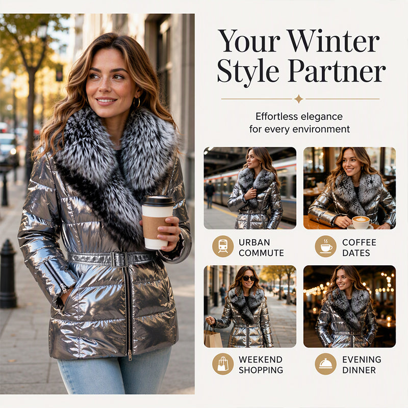 🔥Free Shipping✈️Women's Lined Jacket with Faux Fur Collar
