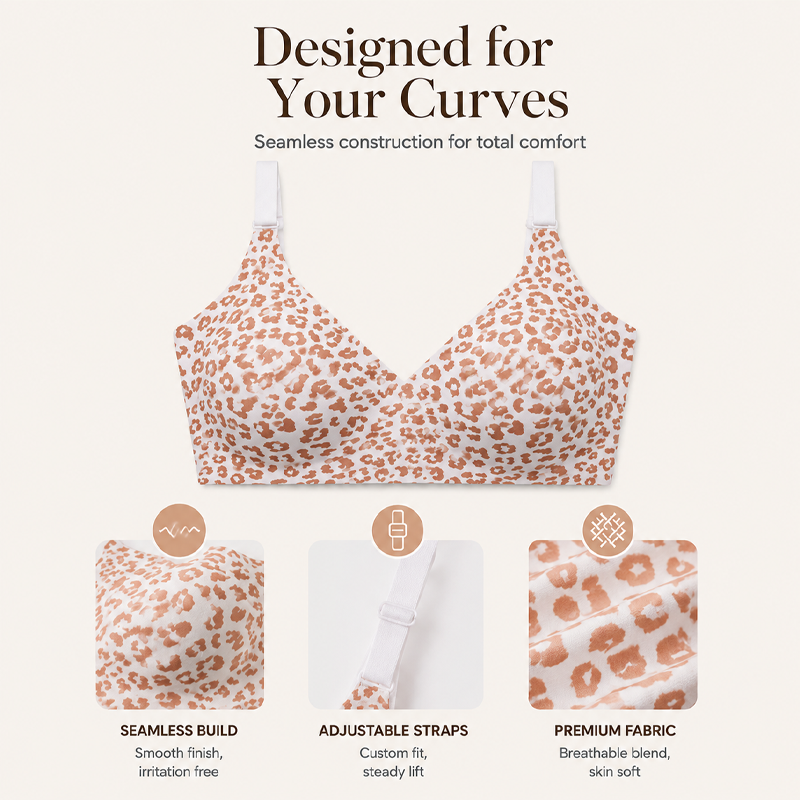 🐆Hot Sale 50% OFF👙Women's Leopard Print Wireless Push-Up Bra – Sexy, Comfortable, Shape-Enhancing Everyday Support