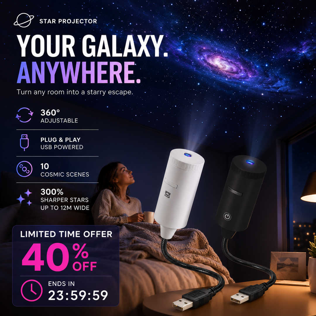 🌌🌙 USB Galaxy Moon Projector Night Light – Rotating Starry Sky, Soothing Sleep Ambience ✨✅