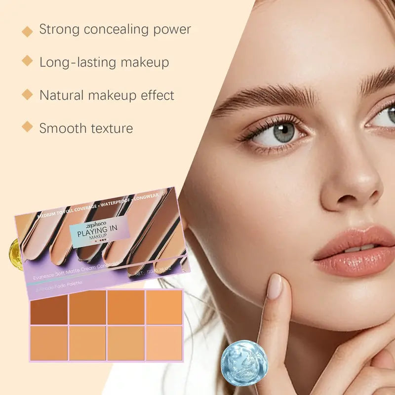 zephoco Matte Cream Concealer (Medium Shade), Long-Lasting Flawless Coverage Natural Matte Finish Concealing Cream, Matte Makeup Finish