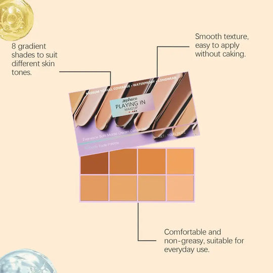 zephoco Matte Cream Concealer (Medium Shade), Long-Lasting Flawless Coverage Natural Matte Finish Concealing Cream, Matte Makeup Finish