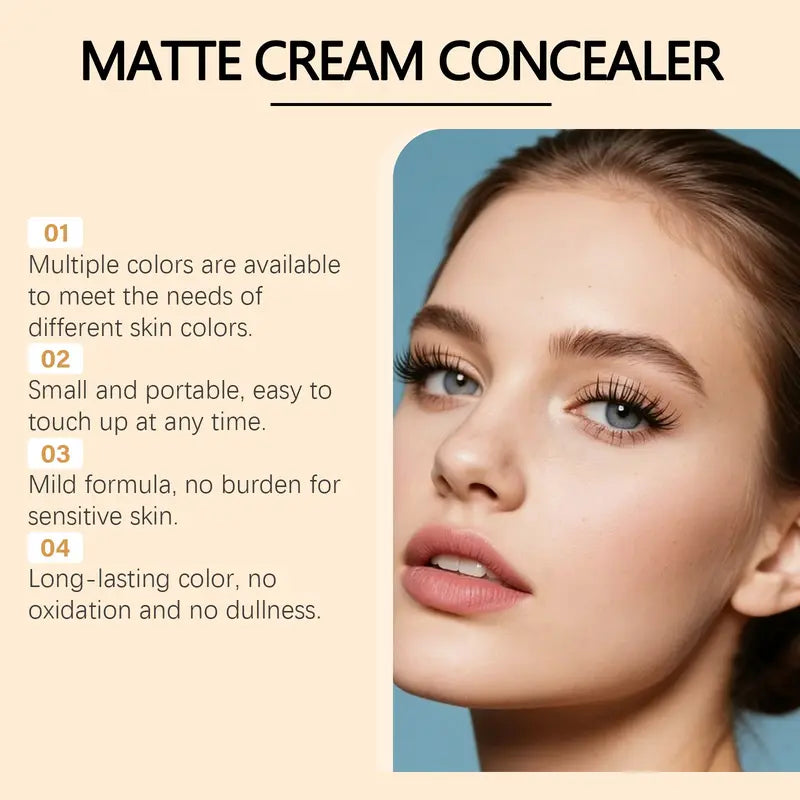zephoco Matte Cream Concealer (Medium Shade), Long-Lasting Flawless Coverage Natural Matte Finish Concealing Cream, Matte Makeup Finish