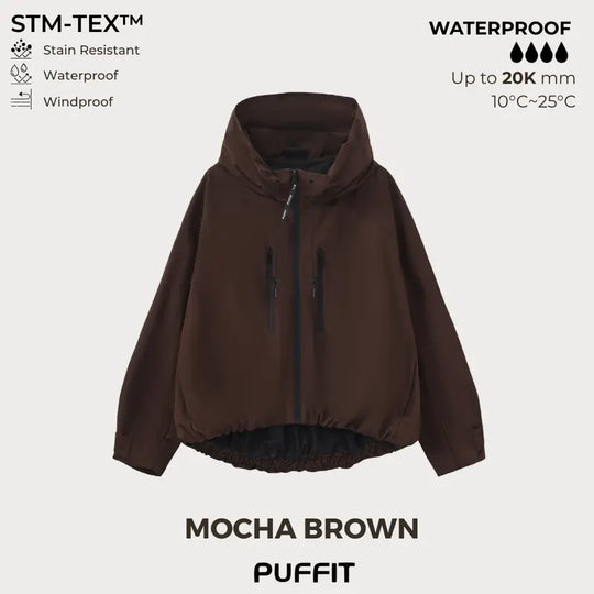 📢2026 Hot Sale 50% OFF!!🍃⏰Wide-Brim Hood Short Oversized Rain Jacket With Bubble Hem,👍⛈️Waterproof & Lightweight & Adjustable Cuffs