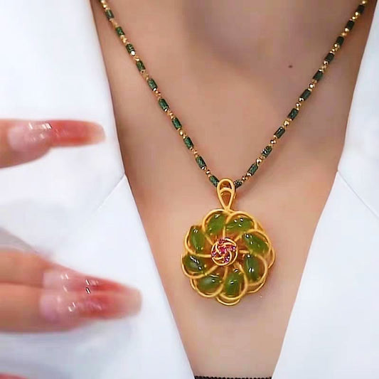 Lucky Flower Cat's Eye Stone Necklace