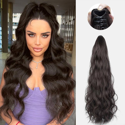 18-inch Wavy Curly Wig Clip Ponytail Extension