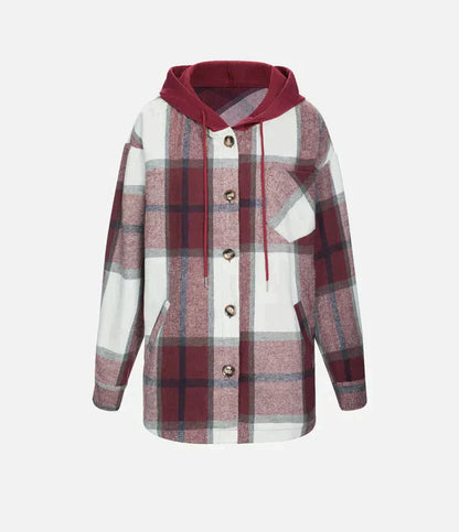 Pocket Plaid Fleece Casual Jacket - buy 2 free shipping