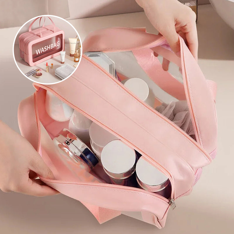 Dry and wet separation large-capacity cosmetic bag