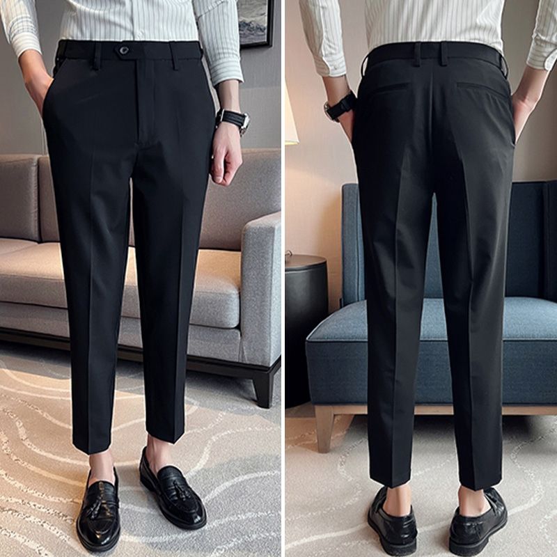 Pantalones elásticos de corte recto para hombre