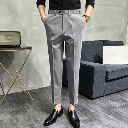 Pantalones elásticos de corte recto para hombre