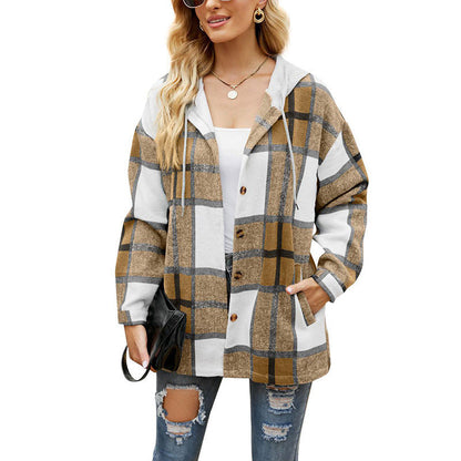 Pocket Plaid Fleece Casual Jacket - buy 2 free shipping