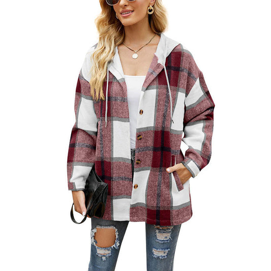 Pocket Plaid Fleece Casual Jacket - buy 2 free shipping